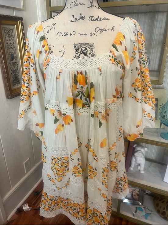 Farm Rio Dresses & Skirts - FARM Rio White Midi Dress with Yellow Floral Print